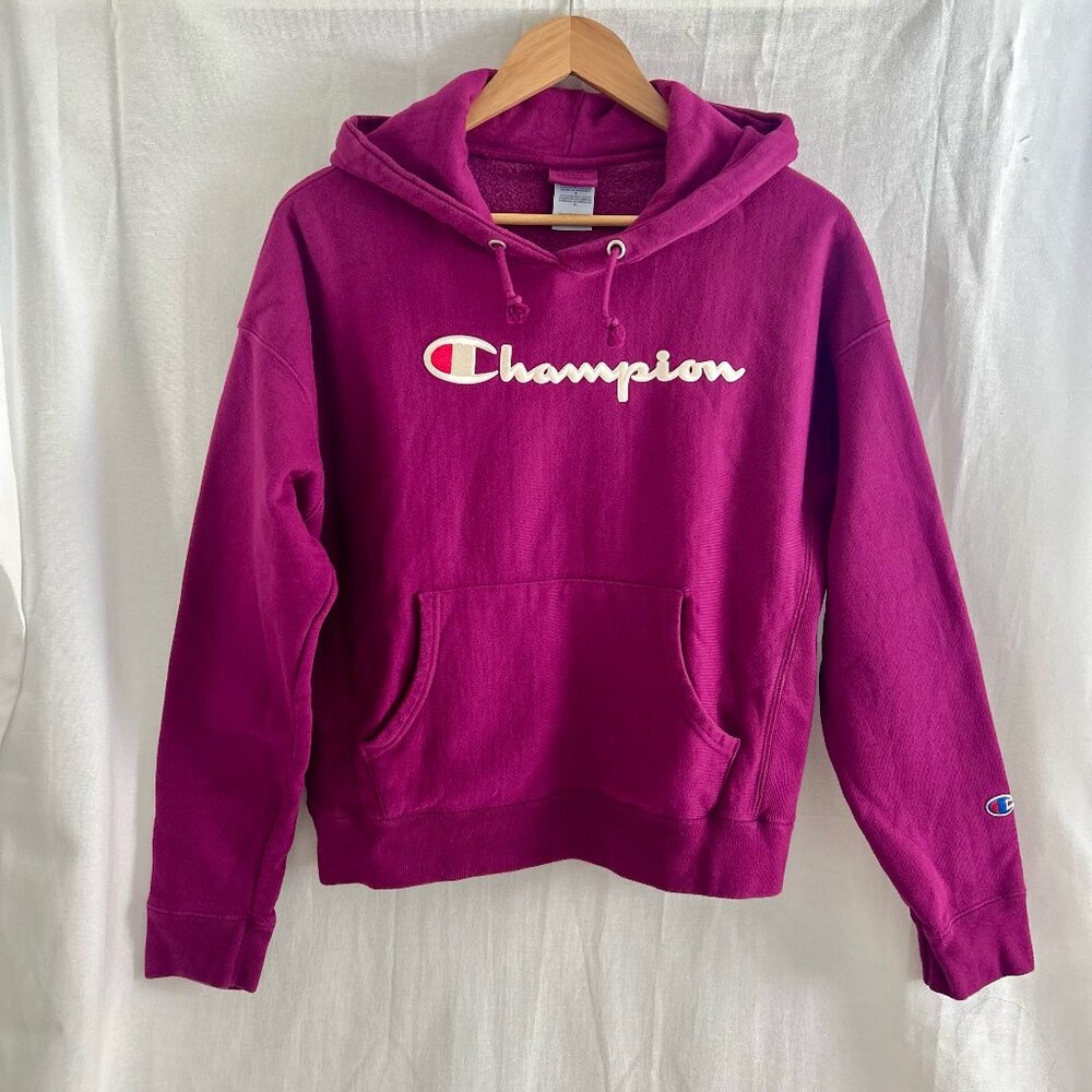 Womans Hot Pink Champion reversed weave hoodie sweatshirt size large